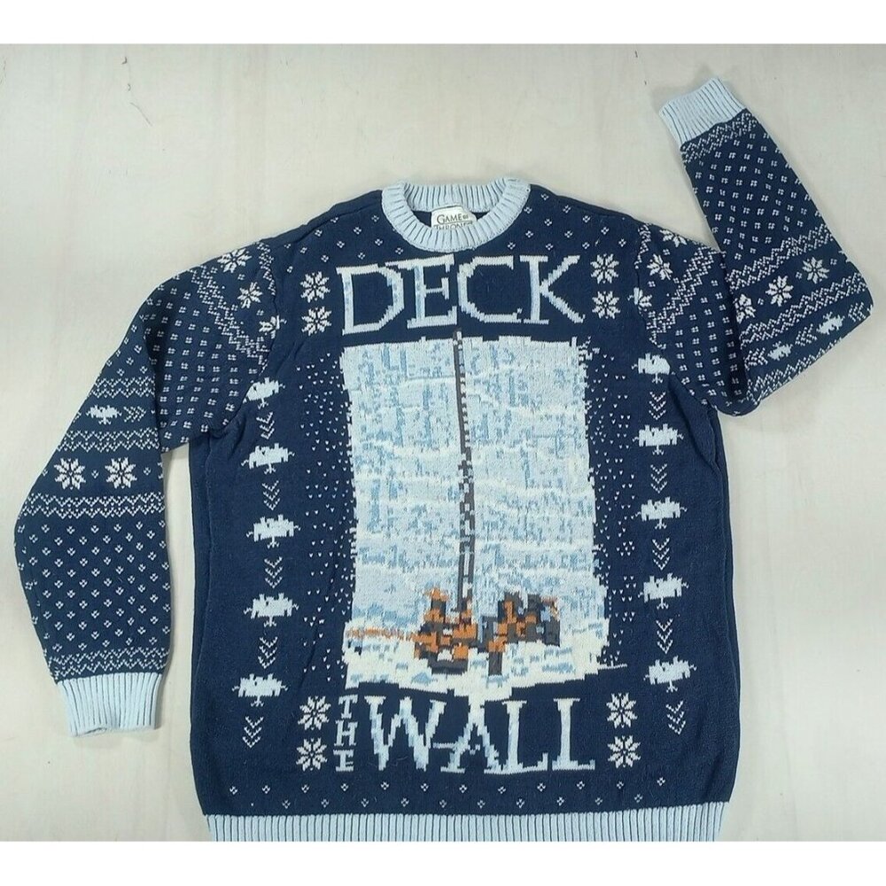 Game of Thrones Deck the Wall Blue Holiday Ugly Christmas Sweater Unisex XL